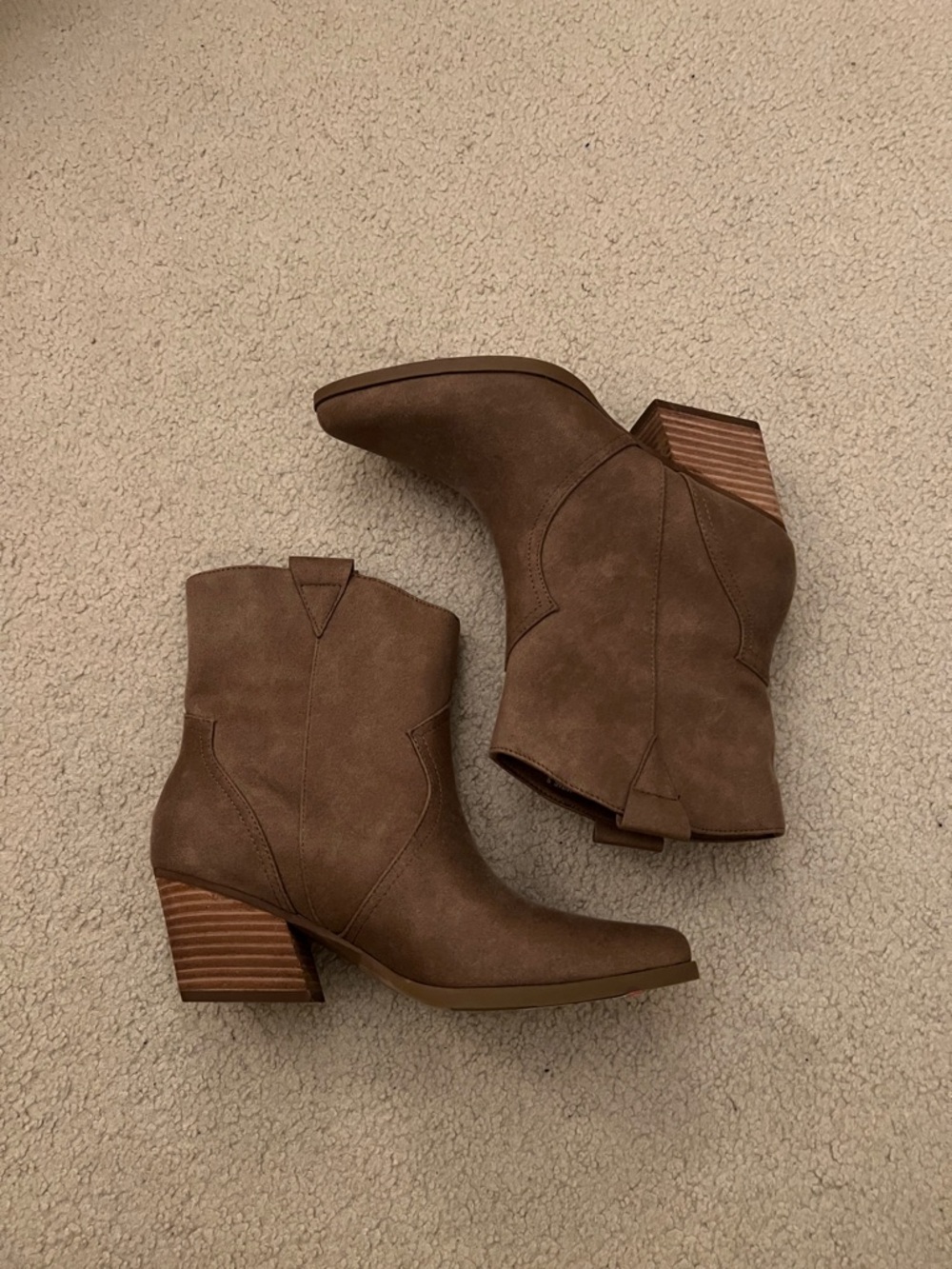 Dolce Vita Brown Suede-Look Western Ankle Boots